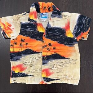 Big Island Volcano boys 2t Hawaiian Aloha Cotton button down Shirt